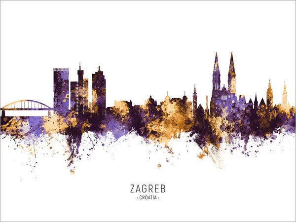 Zagreb Croatia Skyline Cityscape Poster Art Print