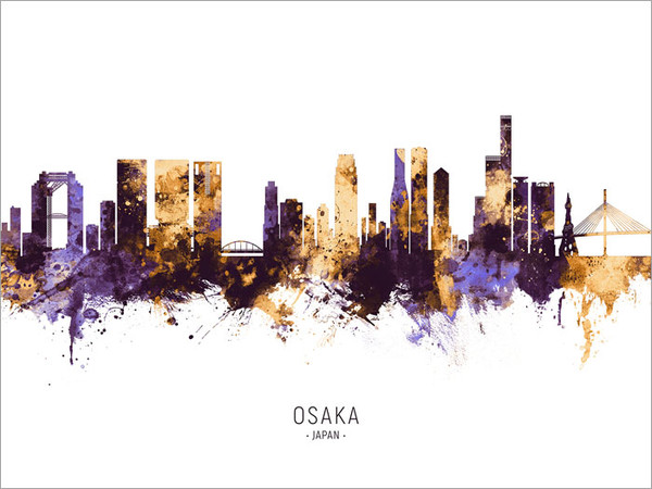 Osaka Japan Skyline Cityscape Poster Art Print
