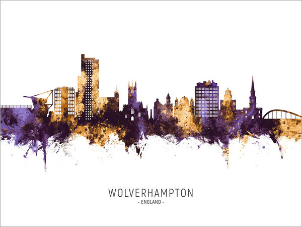 Wolverhampton England Skyline Cityscape Poster Art Print