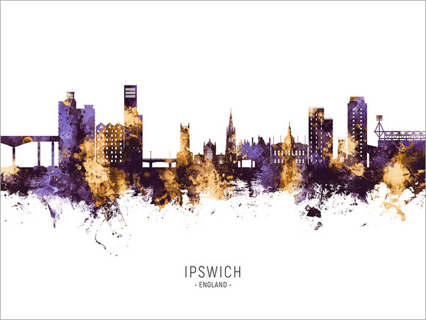 Ipswich England Skyline Cityscape Poster Art Print