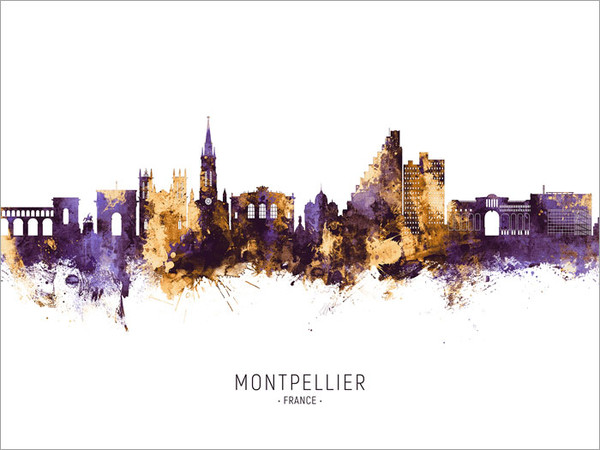 Montpellier France Skyline Cityscape Poster Art Print