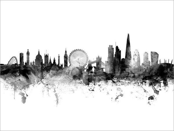 London England Skyline Cityscape Poster Art Print