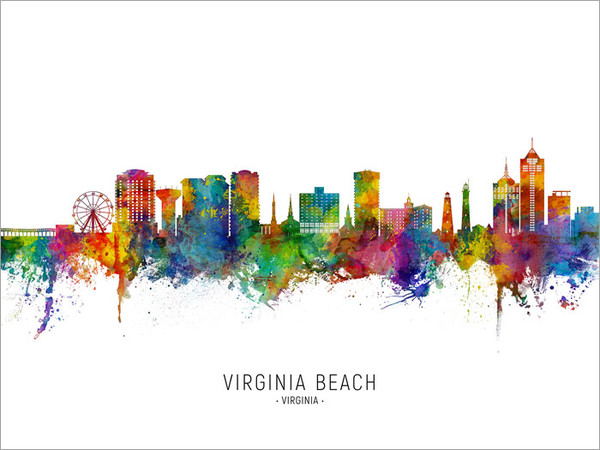 Virginia Beach Virginia Skyline Cityscape Poster Art Print