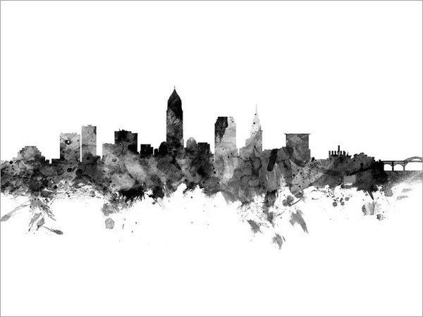 Cleveland Ohio Skyline Cityscape Poster Art Print