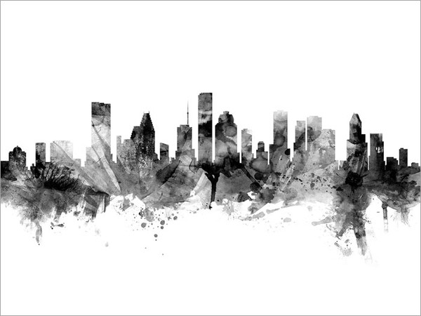 Houston Texas Skyline Cityscape Poster Art Print