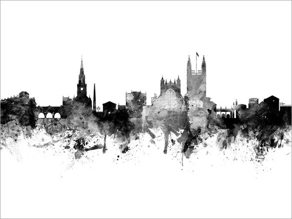 Bath England Skyline Cityscape Poster Art Print