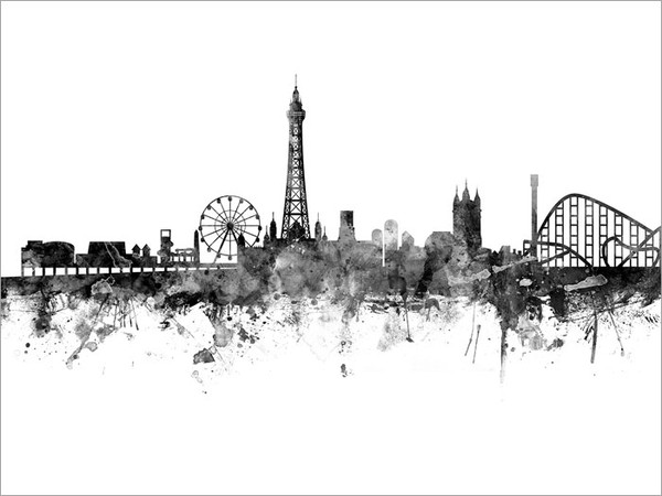 Blackpool England Skyline Cityscape Poster Art Print