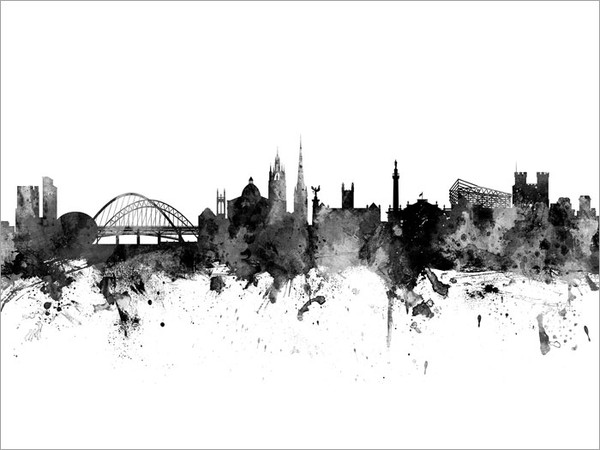 Newcastle England Skyline Cityscape Poster Art Print