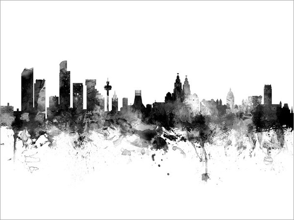 Liverpool England Skyline Cityscape Poster Art Print