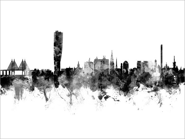 Malmo Sweden Skyline Cityscape Poster Art Print