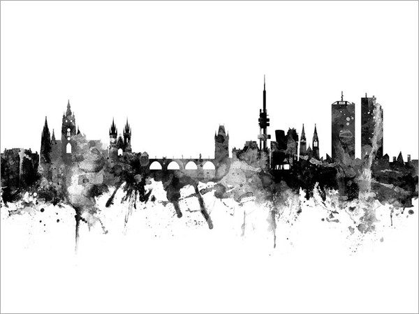 Prague Czech Republic Skyline Cityscape Poster Art Print