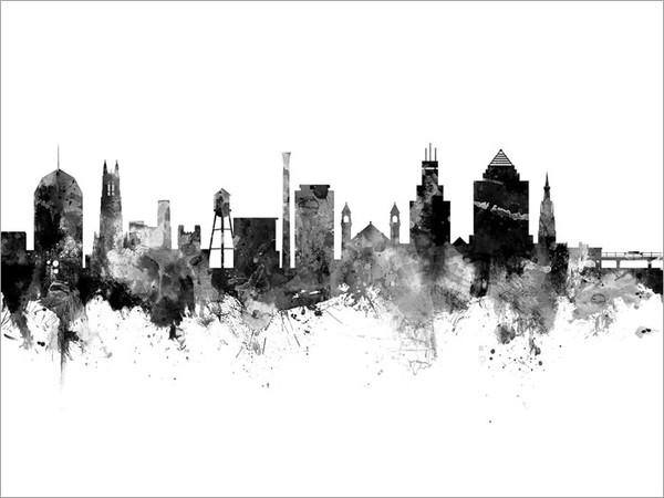 Durham North Carolina Skyline Cityscape Poster Art Print