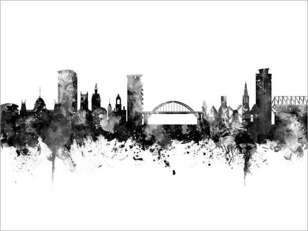 Sunderland England Skyline Cityscape Poster Art Print