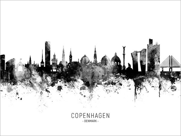 Copenhagen Denmark Skyline Cityscape Poster Art Print