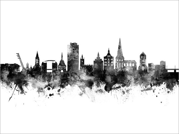 Rostock Germany Skyline Cityscape Poster Art Print