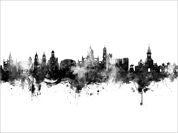 Jerez Spain Skyline Cityscape Poster Art Print