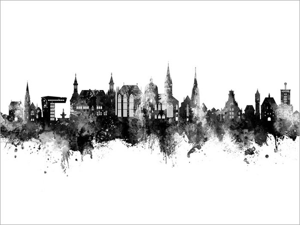 Aachen Deutschland Skyline Cityscape Poster Art Print