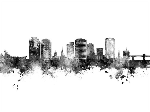 Norfolk Virginia Skyline Cityscape Poster Art Print