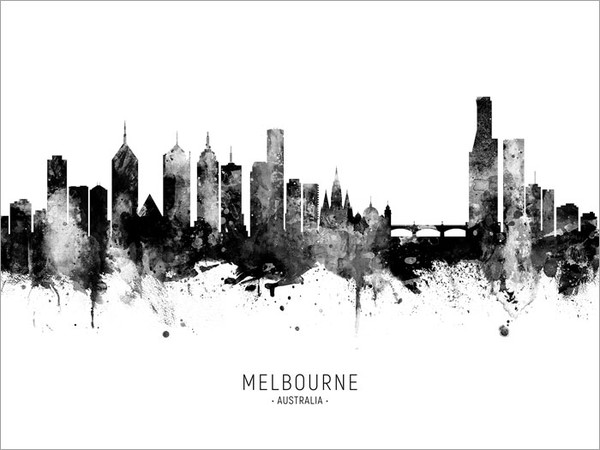 Melbourne Australia Skyline Cityscape Poster Art Print