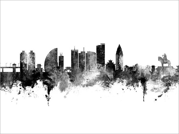 Ulaanbaatar Mongolia Skyline Cityscape Poster Art Print