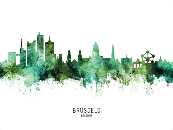 Brussels Belgium Skyline Cityscape Poster Art Print Brussels Belgium Skyline Cityscape Poster Art Print