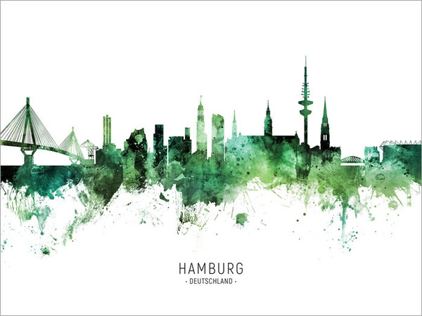 Hamburg Deutschland Skyline Cityscape Poster Art Print