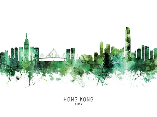 Hong Kong China Skyline Cityscape Poster Art Print