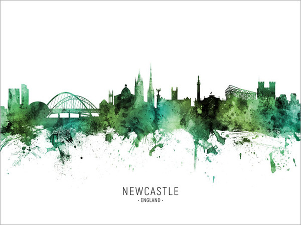 Newcastle England Skyline Cityscape Poster Art Print