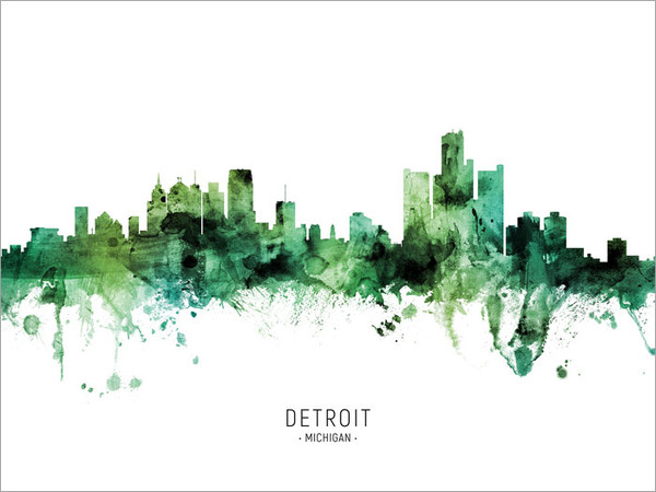 Detroit Michigan Skyline Cityscape Poster Art Print