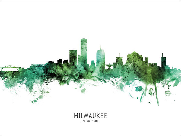 Milwaukee Wisconsin Skyline Cityscape Poster Art Print