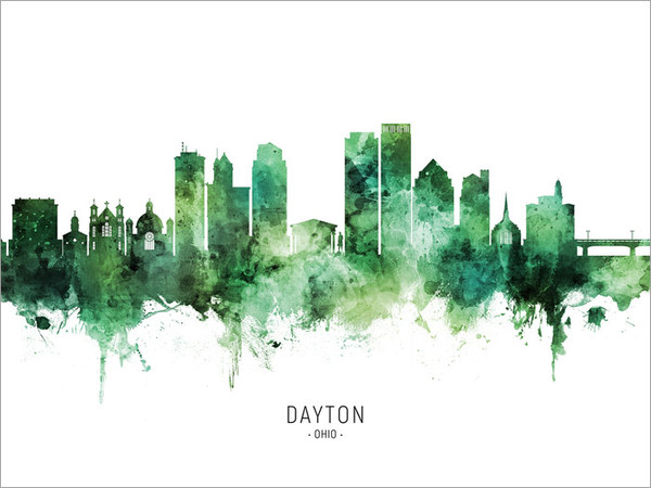 Dayton Ohio Skyline Cityscape Poster Art Print
