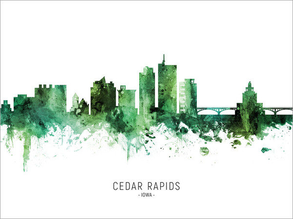 Cedar Rapids Iowa Skyline Cityscape Poster Art Print