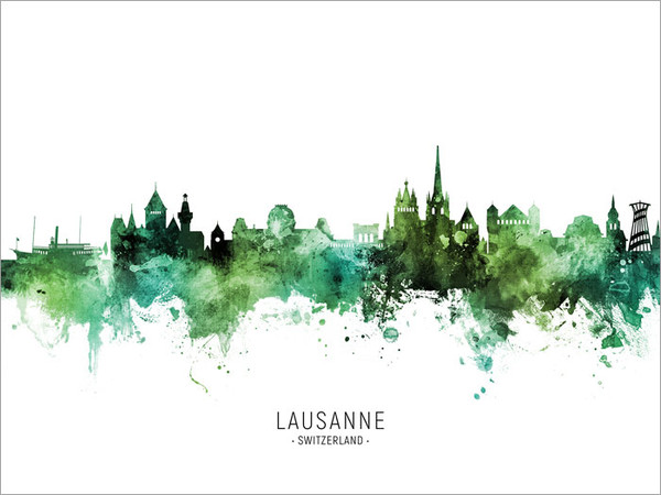 Lausanne Switzerland Skyline Cityscape Poster Art Print