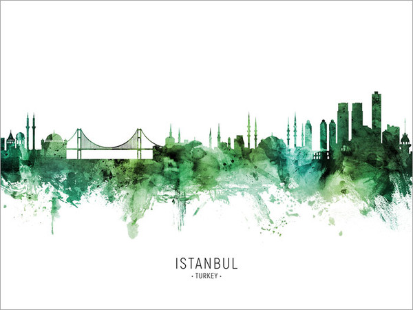 Istanbul Turkey Skyline Cityscape Poster Art Print