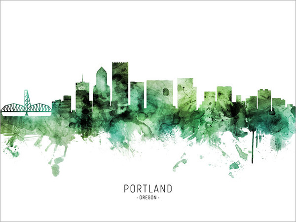 Portland Oregon Skyline Cityscape Poster Art Print