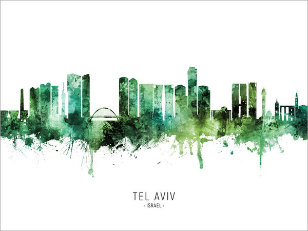 Tel Aviv Israel Skyline Cityscape Poster Art Print