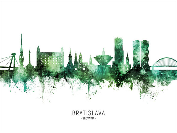 Bratislava Slovakia Skyline Cityscape Poster Art Print