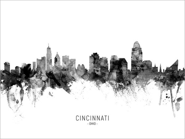 Cincinnati Ohio Skyline Cityscape Poster Art Print