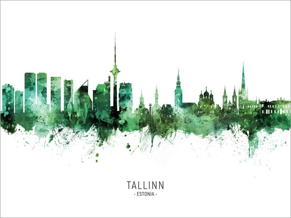 Tallinn Estonia Skyline Cityscape Poster Art Print