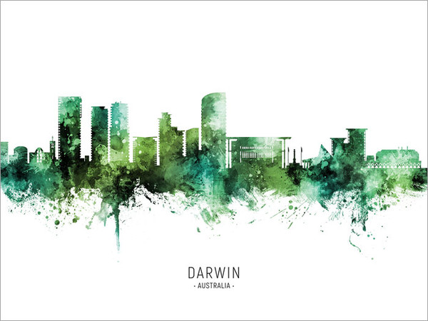 Darwin Australia Skyline Cityscape Poster Art Print