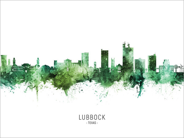 Lubbock Texas Skyline Cityscape Poster Art Print