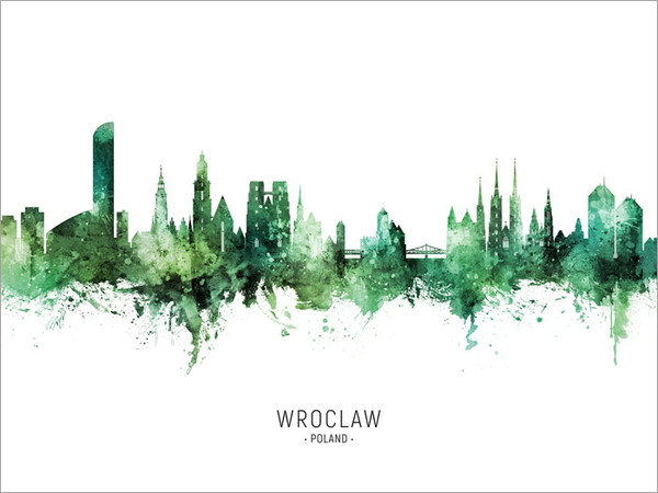 Wroclaw Poland Skyline Cityscape Poster Art Print