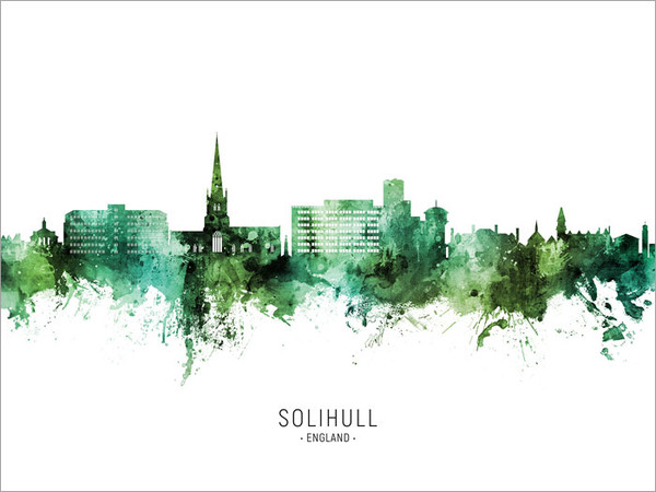 Solihull England Skyline Cityscape Poster Art Print