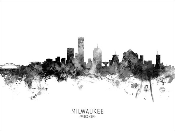 Milwaukee Wisconsin Skyline Cityscape Poster Art Print