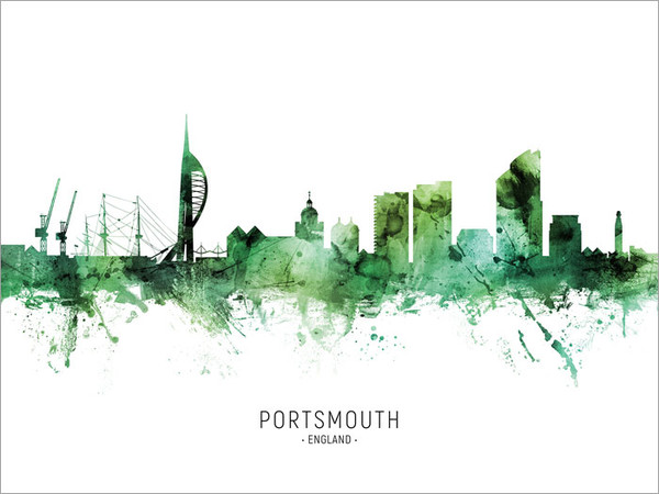 Portsmouth England Skyline Cityscape Poster Art Print