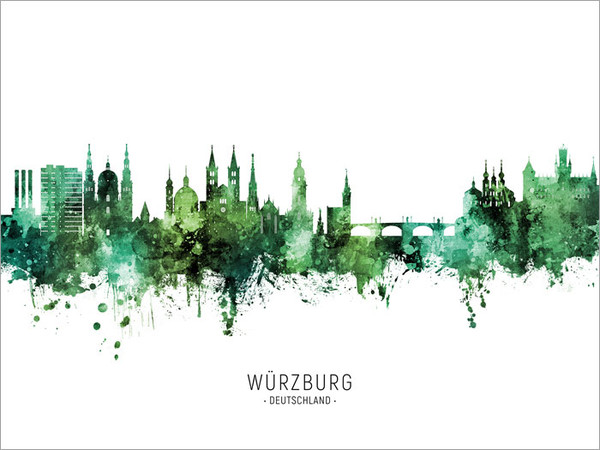Würzburg Deutschland Skyline Cityscape Poster Art Print