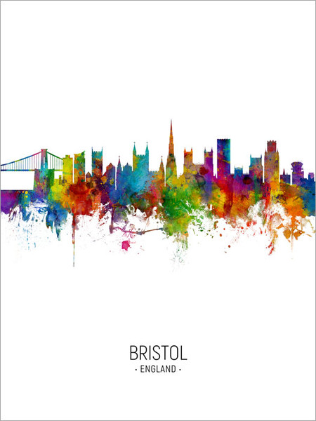 Bristol England Skyline Cityscape Poster Art Print