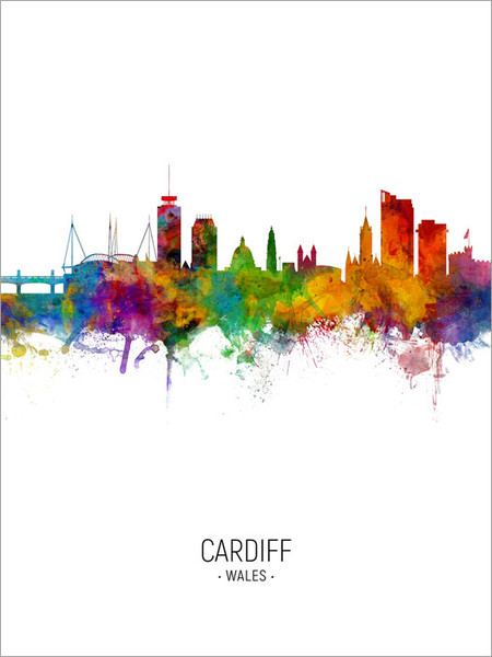 Cardiff Wales Skyline Cityscape Poster Art Print