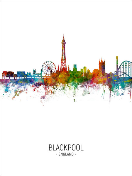 Blackpool England Skyline Cityscape Poster Art Print