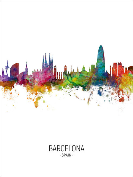 Barcelona Spain Skyline Cityscape Poster Art Print